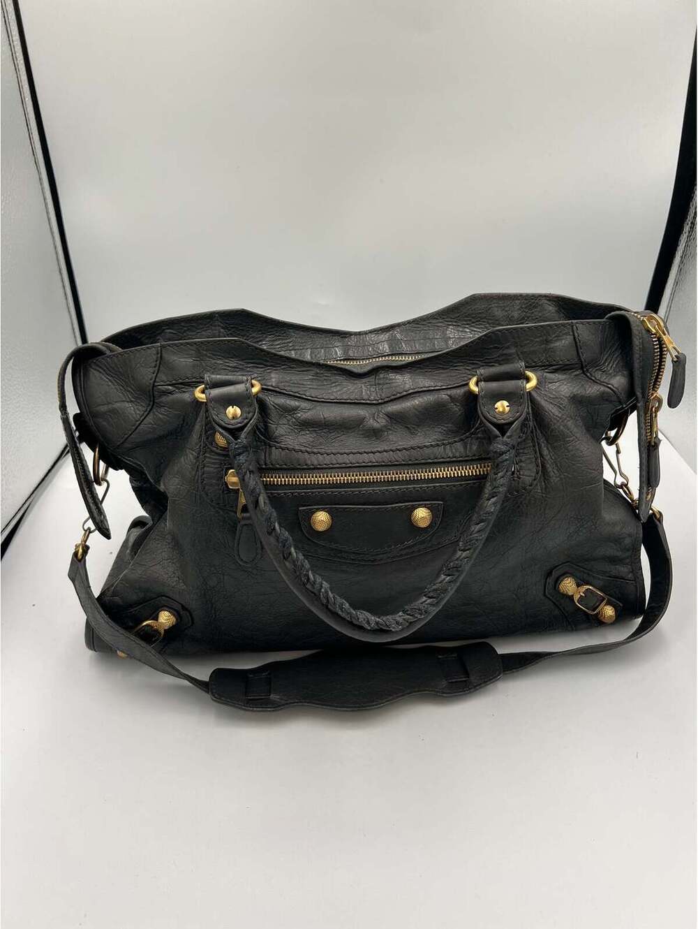 Balenciaga Classic City Bag Black Leather Gold Hardware Motorcycle Bag